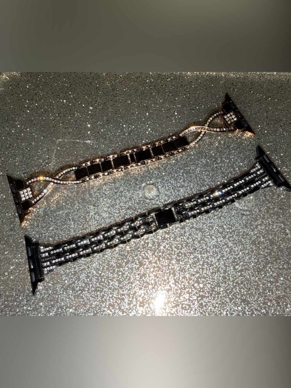 Rhinestone Crystal Apple Watch Band Straps - Black & Rose Gold